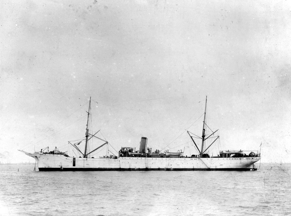 USS Glacier (AF-4) at anchor on 2 May 1907 (NH 53736)