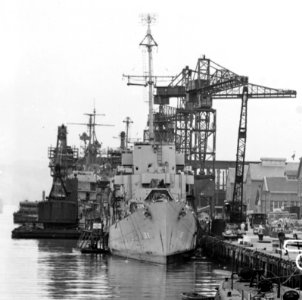 USS Gilmore (DE-18) at the Mare Island Naval Shipyard on 13 April 1943 (19-N-43274)