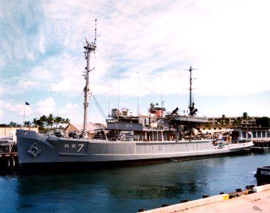 USS Grapple (ARS-7) in port, circa in the early 1970s (L45-111.01.01)