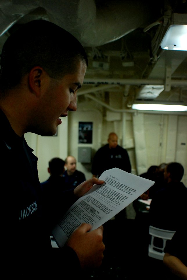 USS Green Bay advancement exam 130307-N-BB534-107