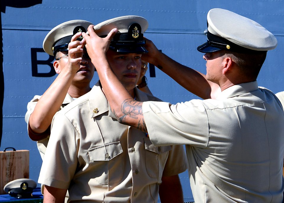 USS Green Bay CPO pinning ceremony 140916-N-BB534-127