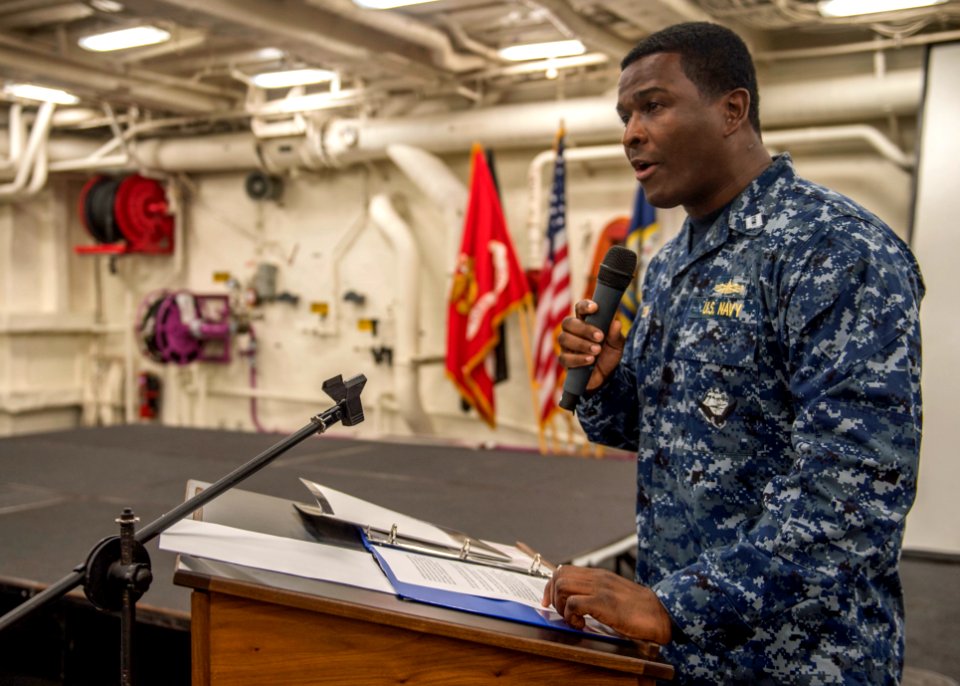 USS Green Bay African-American History Month celebration 150215-N-KE519-042