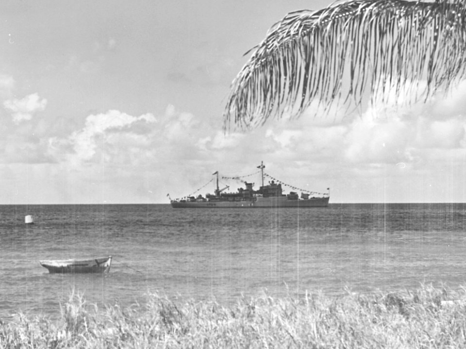 USS Greenwich Bay (AVP-41) at Frederiksted Harbor 1948