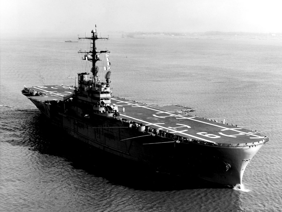 USS Guam (LPH-9) underway on 3 February 1965
