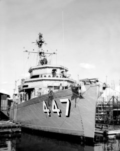 USS Guide (MSO-447) fitting out in 1954