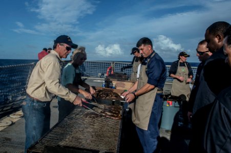 USS Halsey steel beach barbecue 141106-N-IC565-098