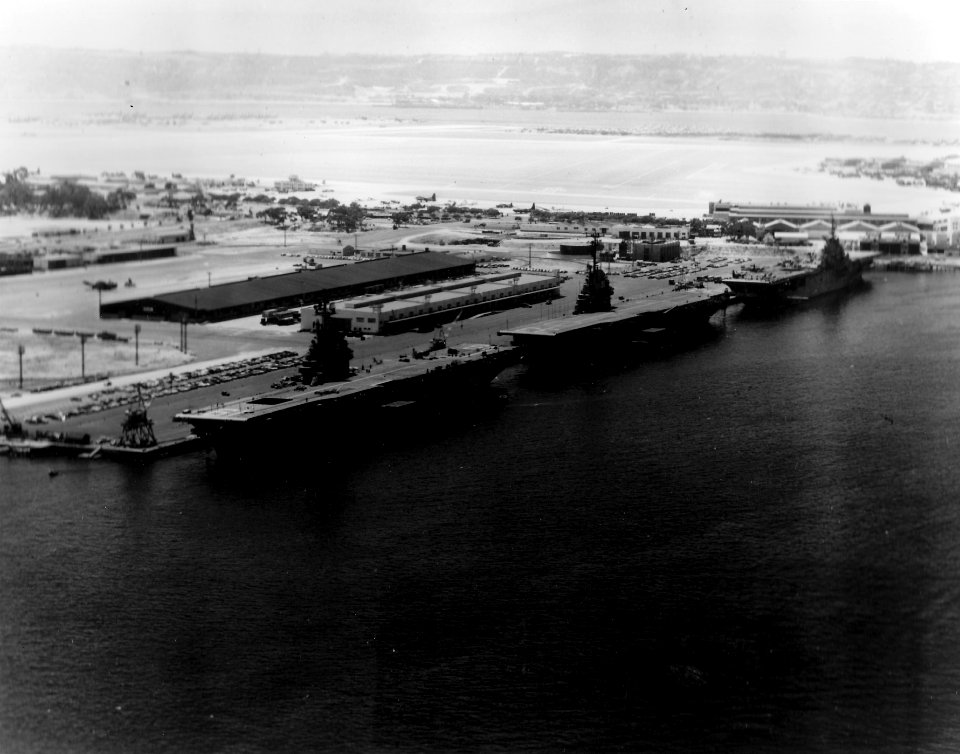USS Hancock Kearsarge Princeton at San Diego 1955