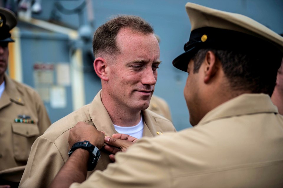 USS Halsey chief petty officer pinning ceremony 140916-N-IC565-042