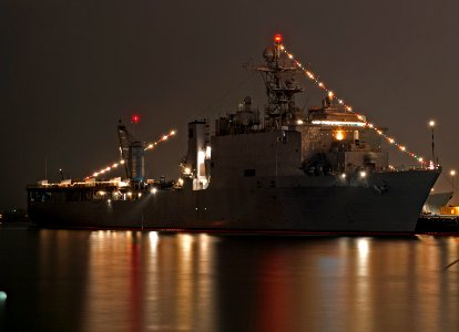 USS Harpers Ferry displays holiday lights. (8287172825)