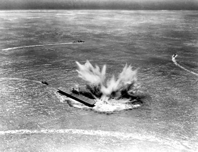 USS Hammann DD-412 sunk-depth charges exploding near Yorktown