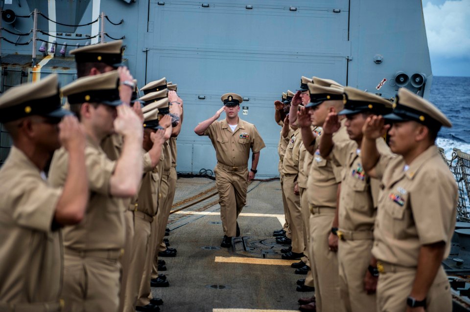 USS Halsey chief petty officer pinning ceremony 140916-N-IC565-079