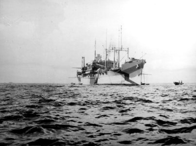 USS Hamlin (AV-15) at anchor in Ulithi Atoll, in late 1944 (80-G-K-2587)