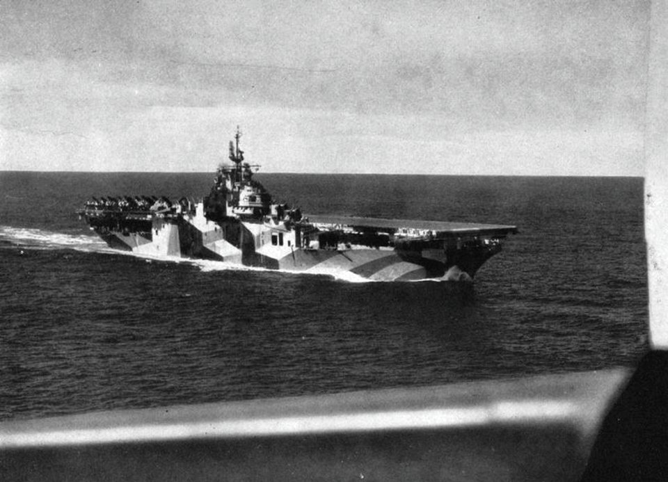 USS Hancock (CV-19) underway at sea, circa in 1944