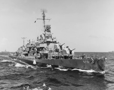 USS Harrison (DD-573) underway near Ulithi, Caroline Islands, on 5 March 1945 (80-G-309053)