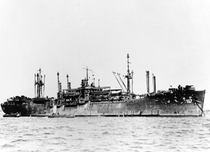 USS Haskell (APA-117) anchored off San Francisco, California (USA), circa late 1945 (NH 78168)