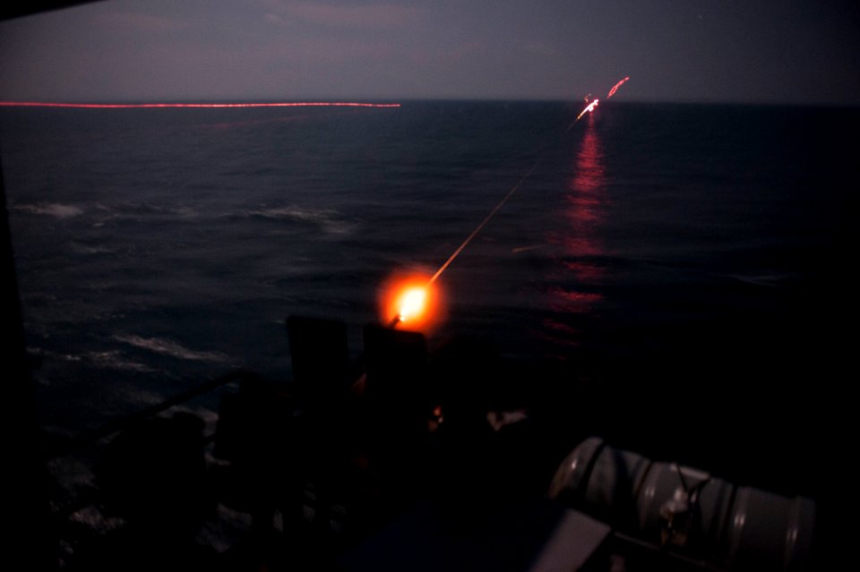 USS Harry S. Truman fires weapons. (8423922699)