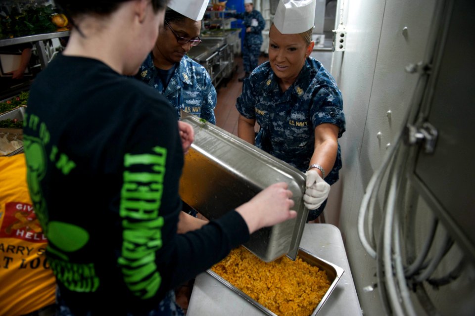 USS Harry S. Truman sailor preps dinner 130401-N-IG780-083