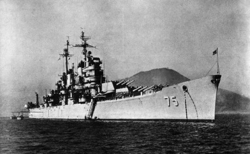 USS Helena (CA-75) at anchor in 1954 photo