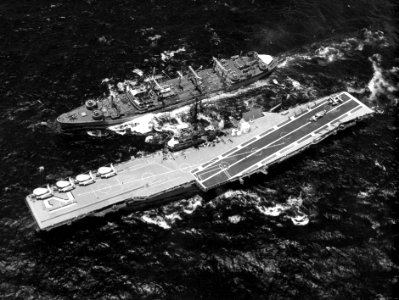 USS Hassayampa (AO-145) refuels Hornet (CVS-12) during Apollo 12 mission 1969