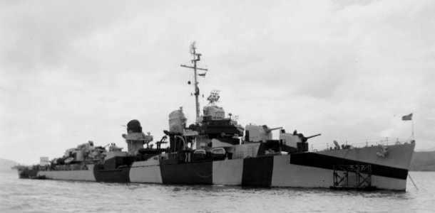 USS Heermann (DD-532) at anchor at Nouméa on 9 August 1944 (BS 126341)