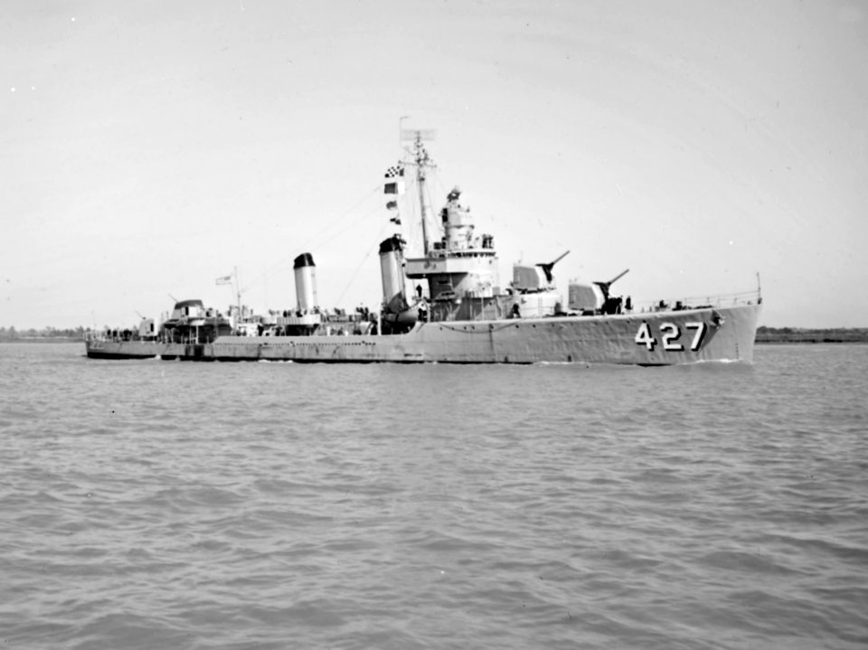 USS Hilary P. Jones (DD-427) underway in February 1954
