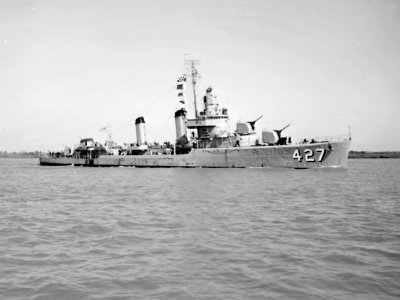 USS Hilary P. Jones (DD-427) underway in February 1954