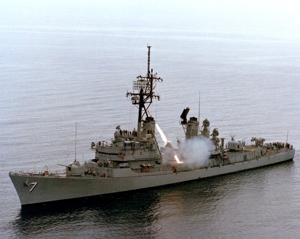 USS Henry B. Wilson (DDG-7) firing RUR-5A ASROC, 1985