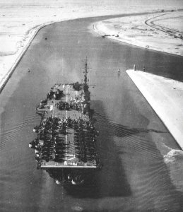 USS Hornet (CVA-12) transiting the Suez Canal in June 1954