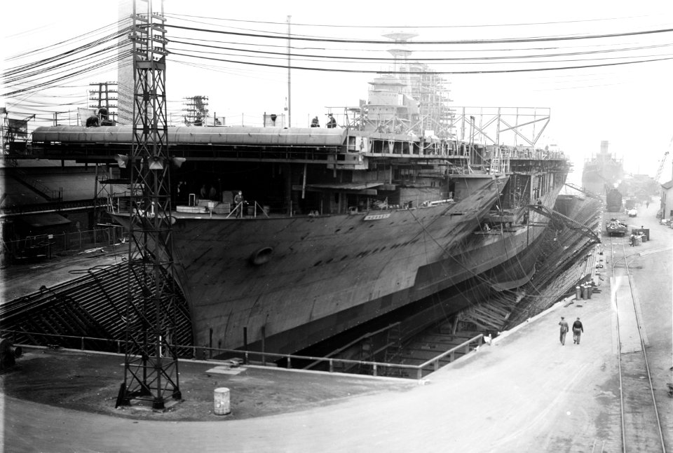 USS Hornet (CV-8) under construction at Newport News Shipbuilding on 3 March 1941 (19-N-26371)