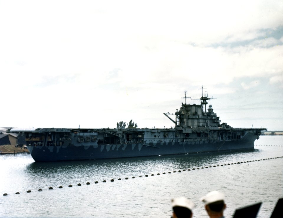 USS Hornet (CV-8) at Pearl Harbor, Hawaii, circa in July 1942 (80-G-K-439)