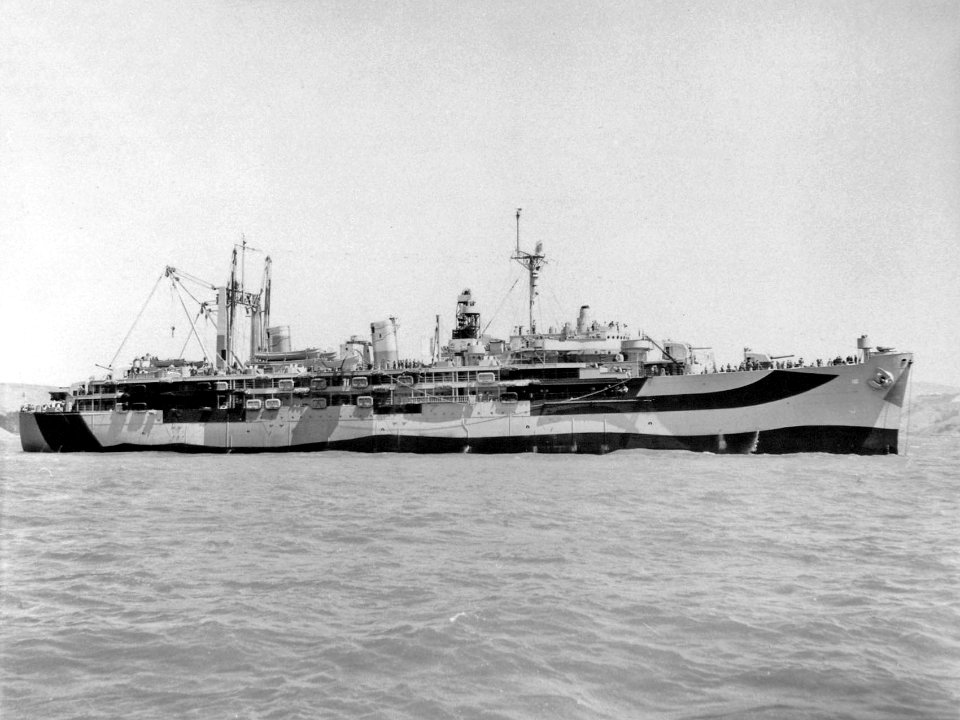 USS Howard W. Gilmore (AS-16) off the Mare Island Naval Shipyard on 13 July 1944