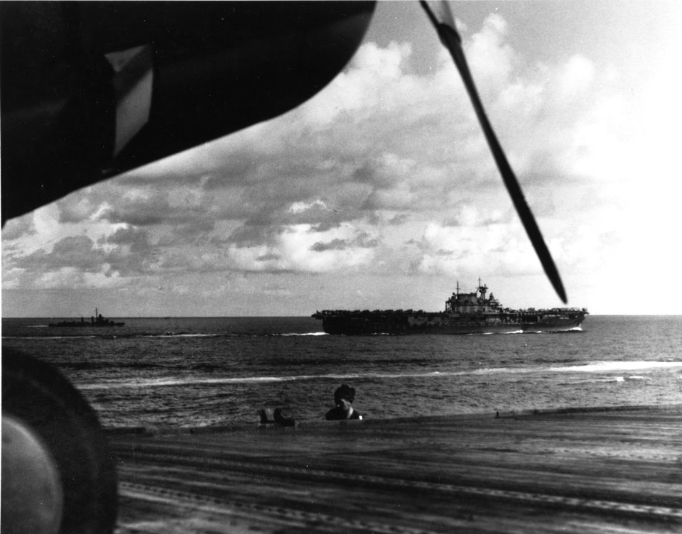 USS Hornet (CV-8) steaming in the Coral Sea area on 13 May 1942