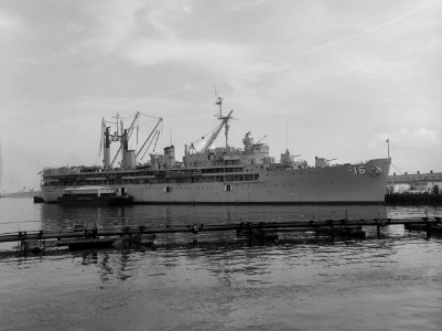 USS Howard W. Gilmore (AS-16) in port, in May 1962 (7576265)