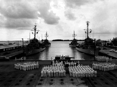 USS Huse (DE-145), USS Snowden (DE-246), USS Howard D. Crow (DE-252) and USS Greenwood (DE-679) at Key West, Florida (USA), circa in the late 1950s
