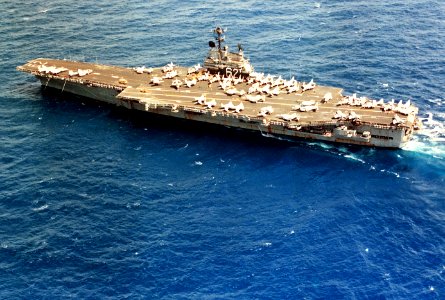 USS Independence (CV-62) underway in April 1979