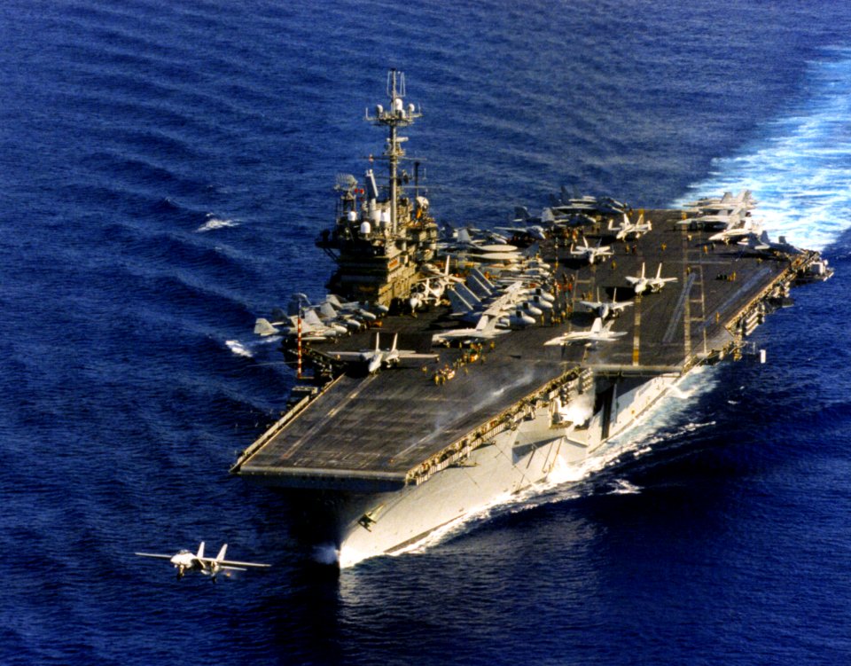 USS Independence (CV-62) underway at sea on 10 March 1996