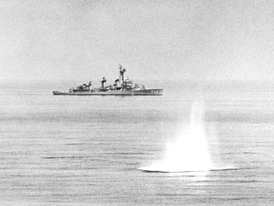 USS Ingersoll (DD-652) under fire from North Vietnamese shore battery in March 1967