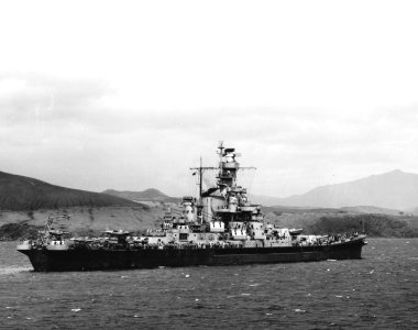 USS Indiana (BB-58) In a South Pacific harbor