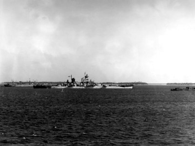 USS Iowa (BB-61) at a Pacific anchorage c1944