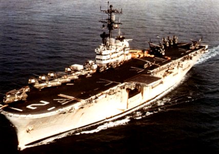 USS Iwo Jima (LPH-2) underway at sea, in 1974