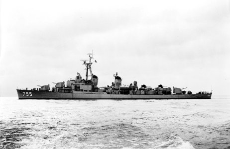 USS John A. Bole (DD-755) off the San Francisco Naval Shipyard on 11 April 1957