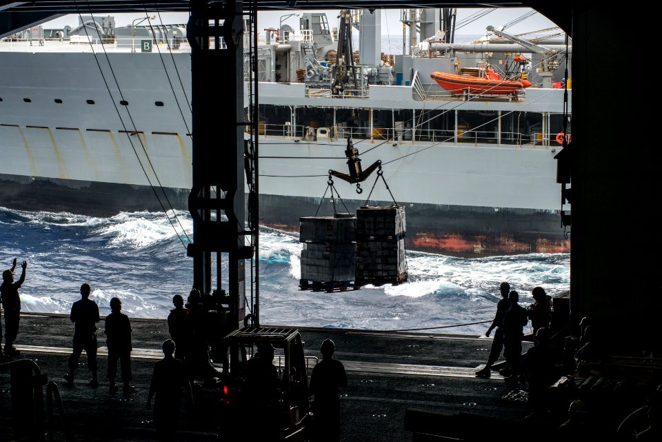 USS John C. Stennis conducts a replenishment. (20891667612)