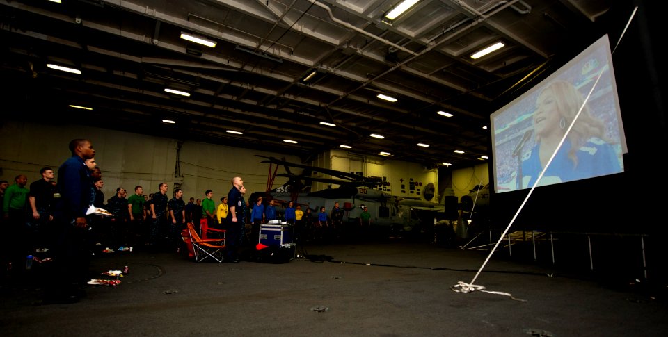 USS John C. Stennis crew views NFL game 120905-N-OY799-096