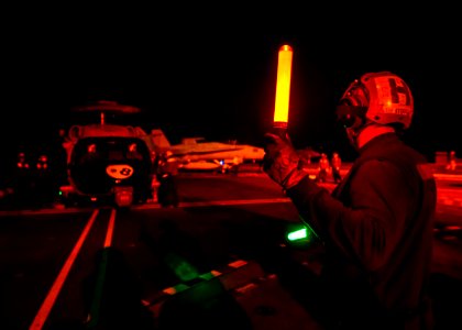 USS John C. Stennis conducts night flight operations. (16194439969)