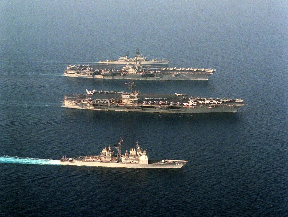 USS John F Kennedy (CV-67) and USS Saratoga (CV-60) underway