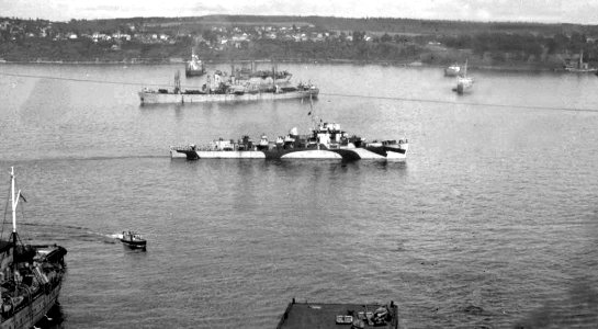 USS John J. Powers (DE-528) departing Halifax in 1944