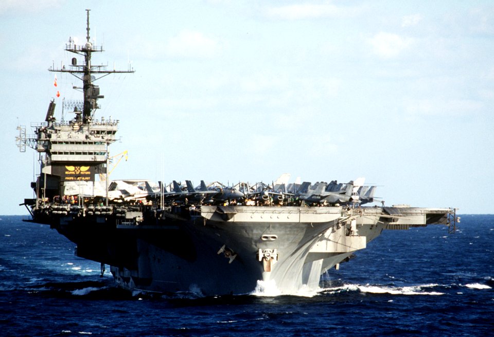 USS John F. Kennedy (CV-67) bow shot 1991