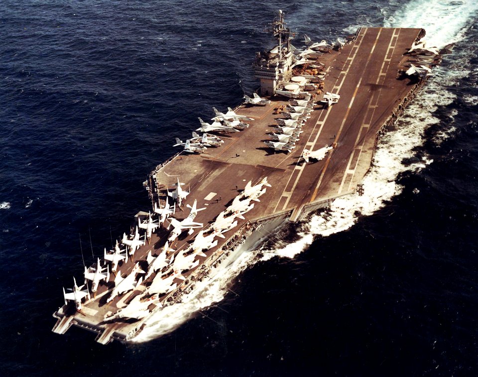 USS John F. Kennedy (CVA-67) underway, circa in 1970 (NNAM.1996.488.128.007)