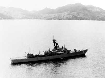USS Julius A. Furer (FFG-6) off Victoria, Seychelles Islands, on 13 January 1978