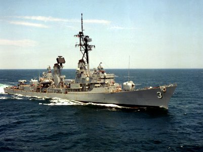 USS John King (DDG-3) underway in the Atlantic Ocean, in 1983 (6439746) photo